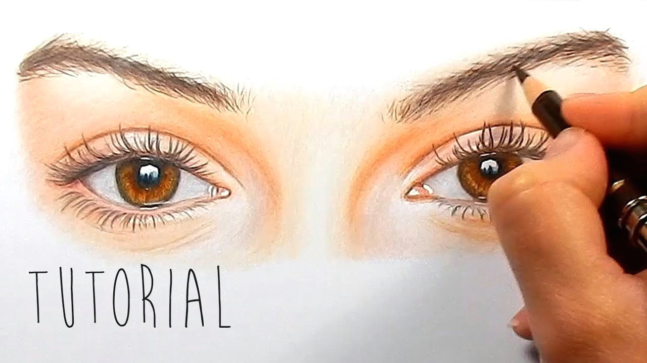 tutorial how to draw color realistic eyes with colored pencils step