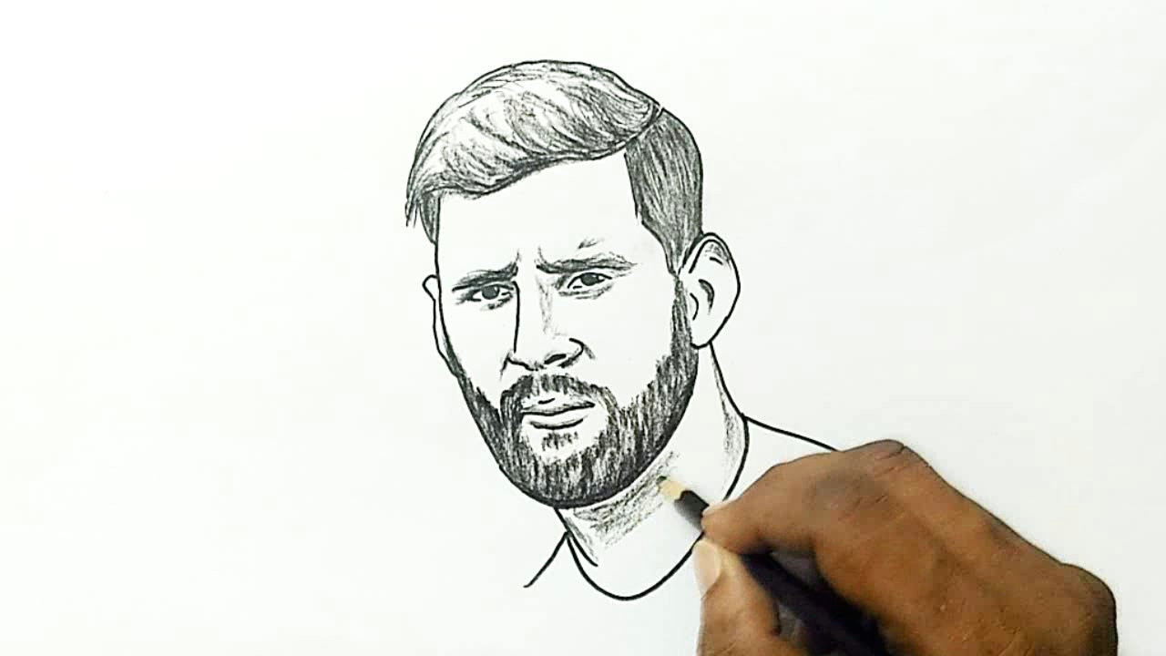 how to draw lionel messi with a beard