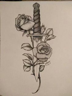 knife rose tattoo idea samoantattoos