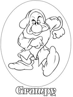 snow white and the 7 dwarfs colouring pages