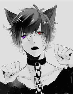 anime cat anime guys me me me anime black white neko