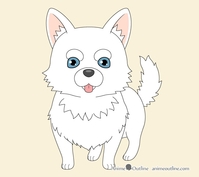 step 6 color the dog anime dog colored drawing