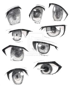 sketch of anime boys eyes