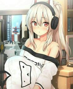 cute vocaloid girl with headphone