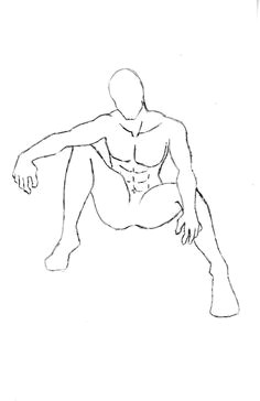 anime sitting poses male character pose 4 by one with no color