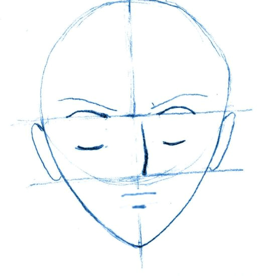 filling in the fcial features on a manga head