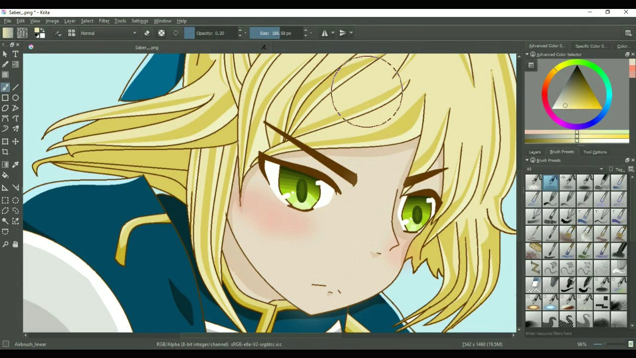 fate stay night unlimited blade works saber enhancement on krita time lapse