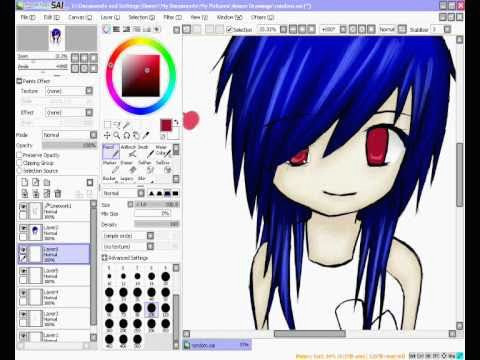 anime girl speed draw paint tool sai