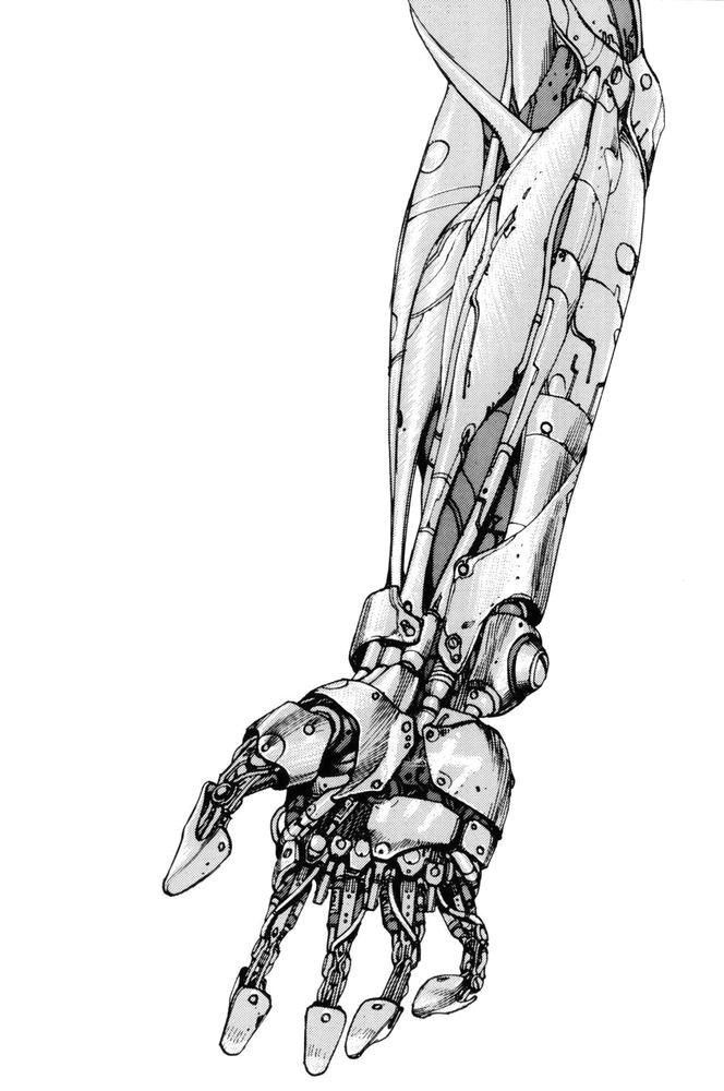 illustration of a mechanical arm from the sci fi manga classica akiraa by