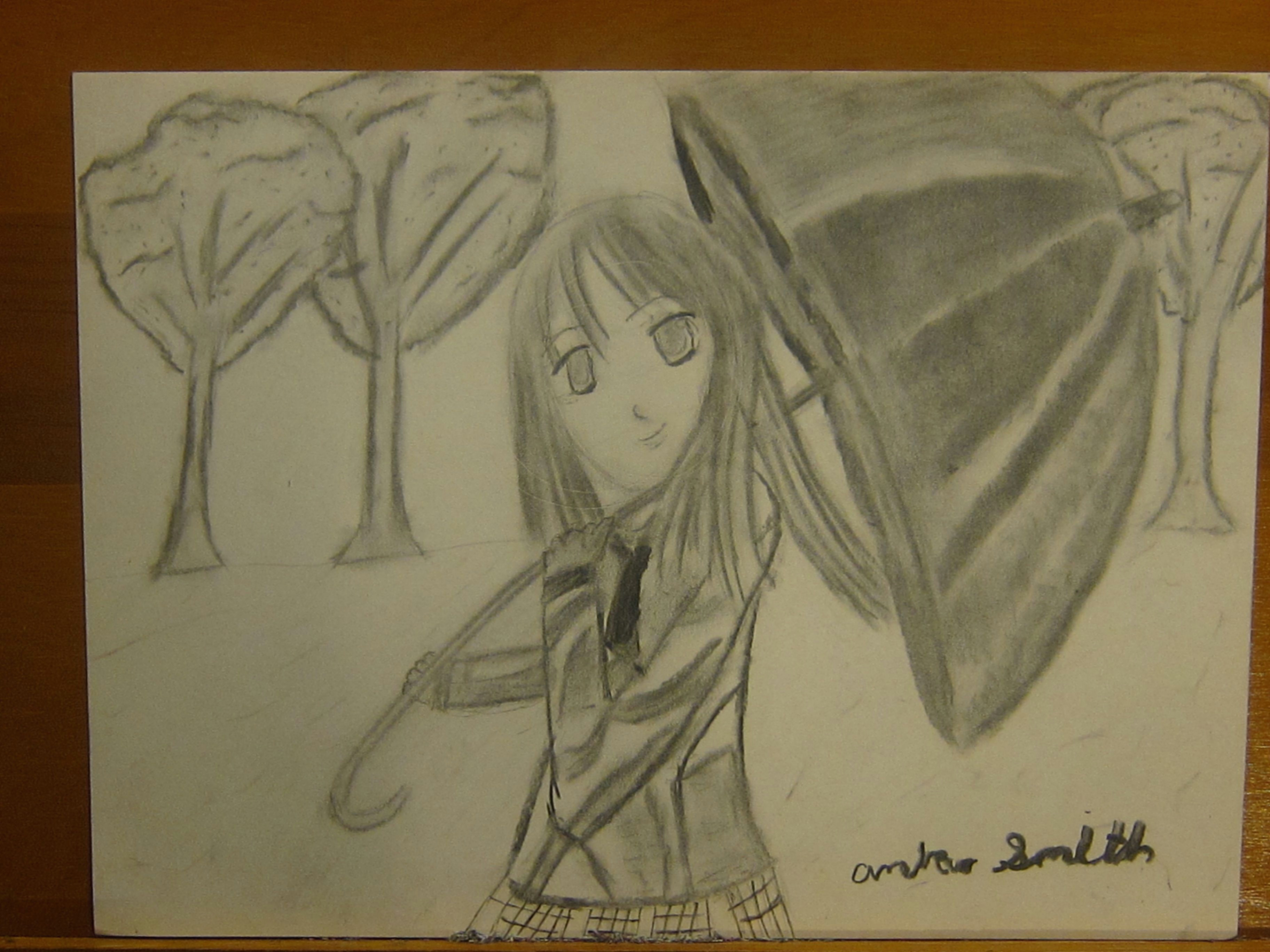 charcoal anime girl springtime cherry blossom animenewsdaily deviantart com on deviantart