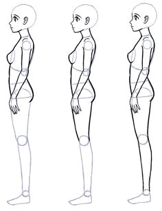 draw anime side view body proportions anime side view body sketches profile drawing
