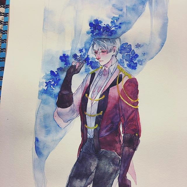lonely king on top of the world yurionice fish art watercolor paintings watercolour