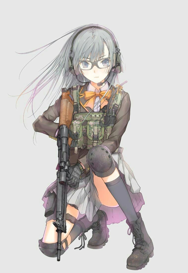 anime girl with gun