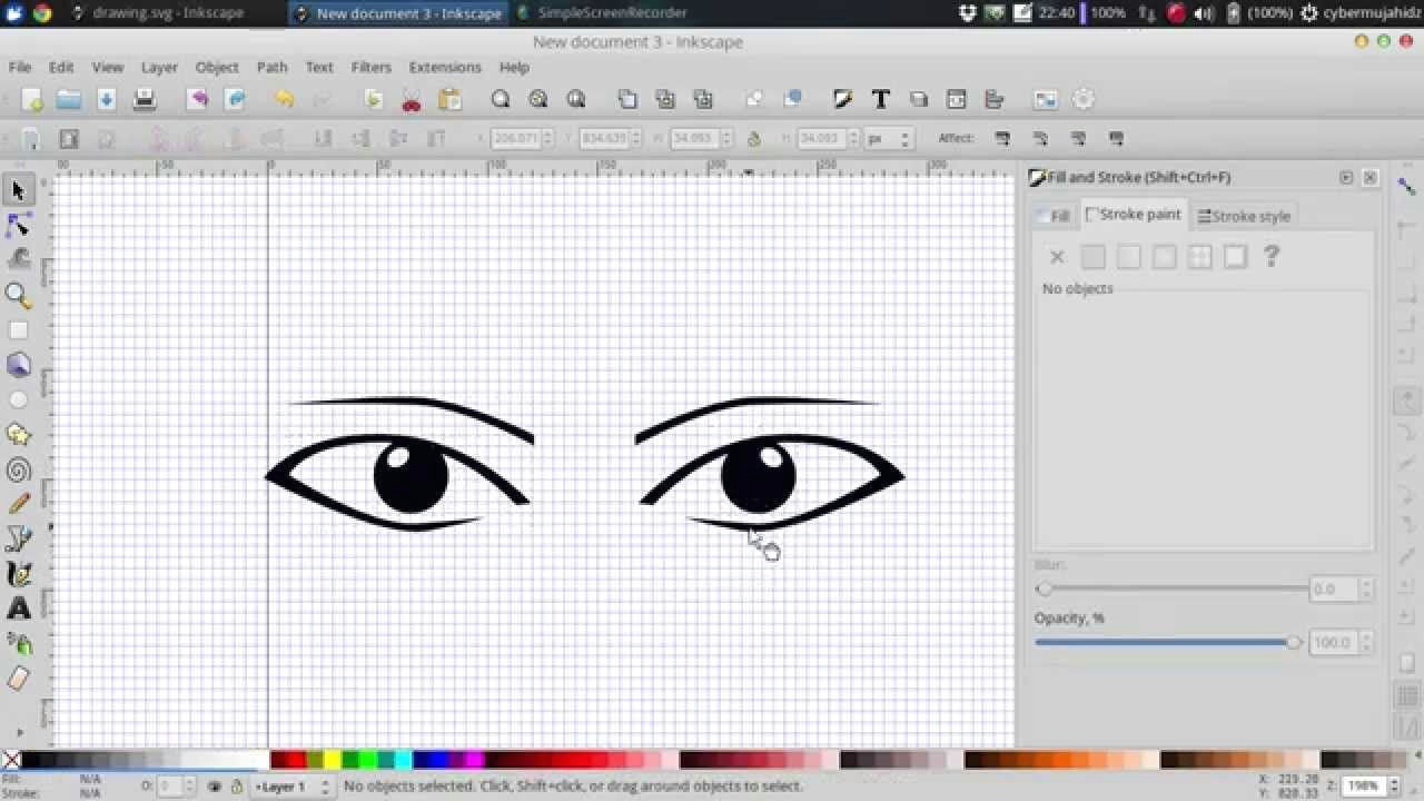 draw simple manga eyes in inkscape