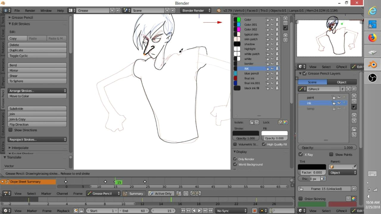 blender krita anime worflow with tablet screen