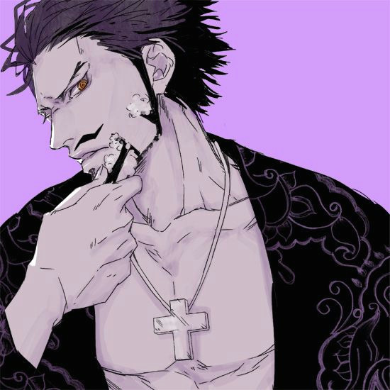 mihawk from one piece he may actlike he doesn t care but he thinks od zoro like an annoying lil bro