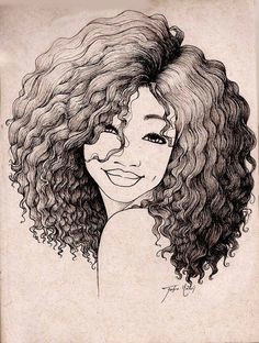 similiar drawing girl with curly natural hair keywords