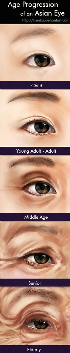 age progression of an asian eye