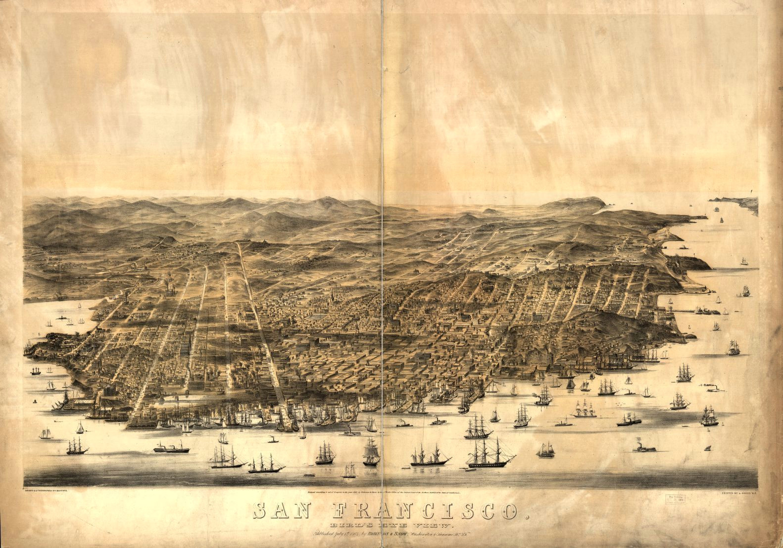 8 x 12 reproduced photo of vintage old perspective birds eye view map or drawing of san francisco bird s eye view drawn lithographed by c b gifford