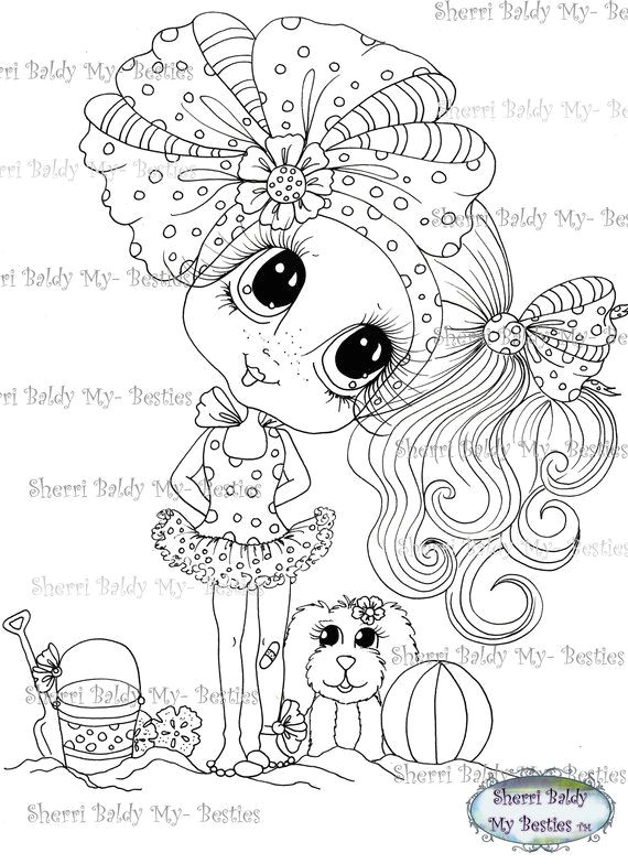 instant download digital digi stamps big eye big head dolls bestie new bestie beach bunny img378 my besties by sherri baldy coloring pages pinterest