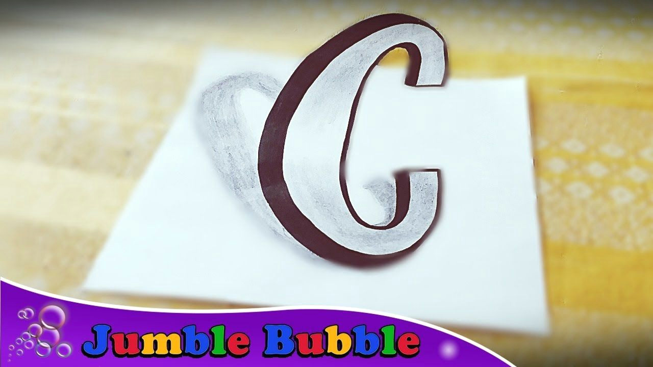 how to draw 3d letter c using bold marker normal pencil and crayon