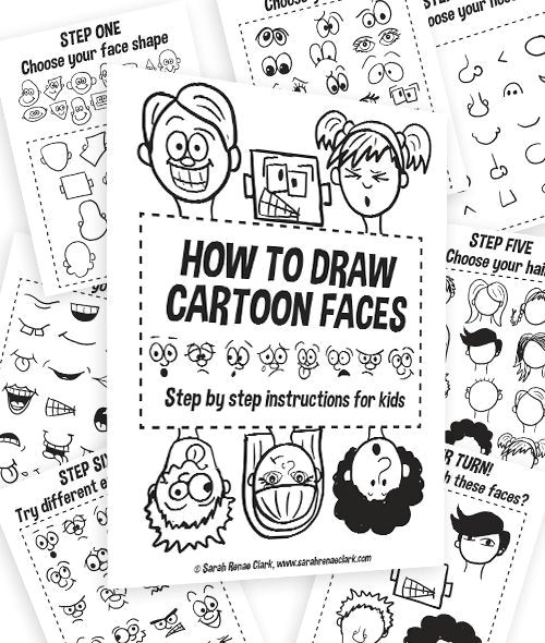 how to draw cartoon faces get a printable workbook for kids and free picture references in this helpful blog post