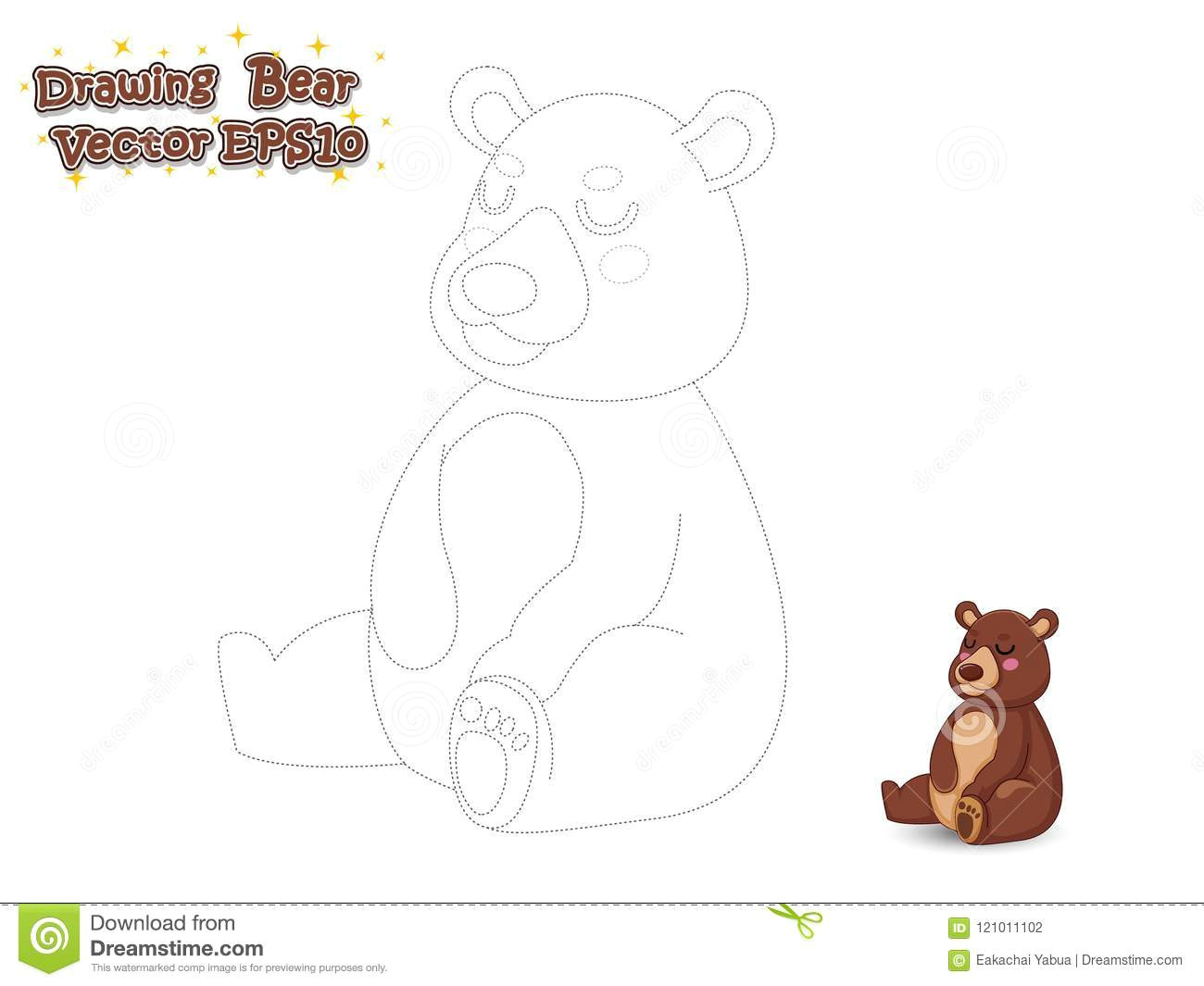 drawing and paint cute bear cartoon educational game for kids
