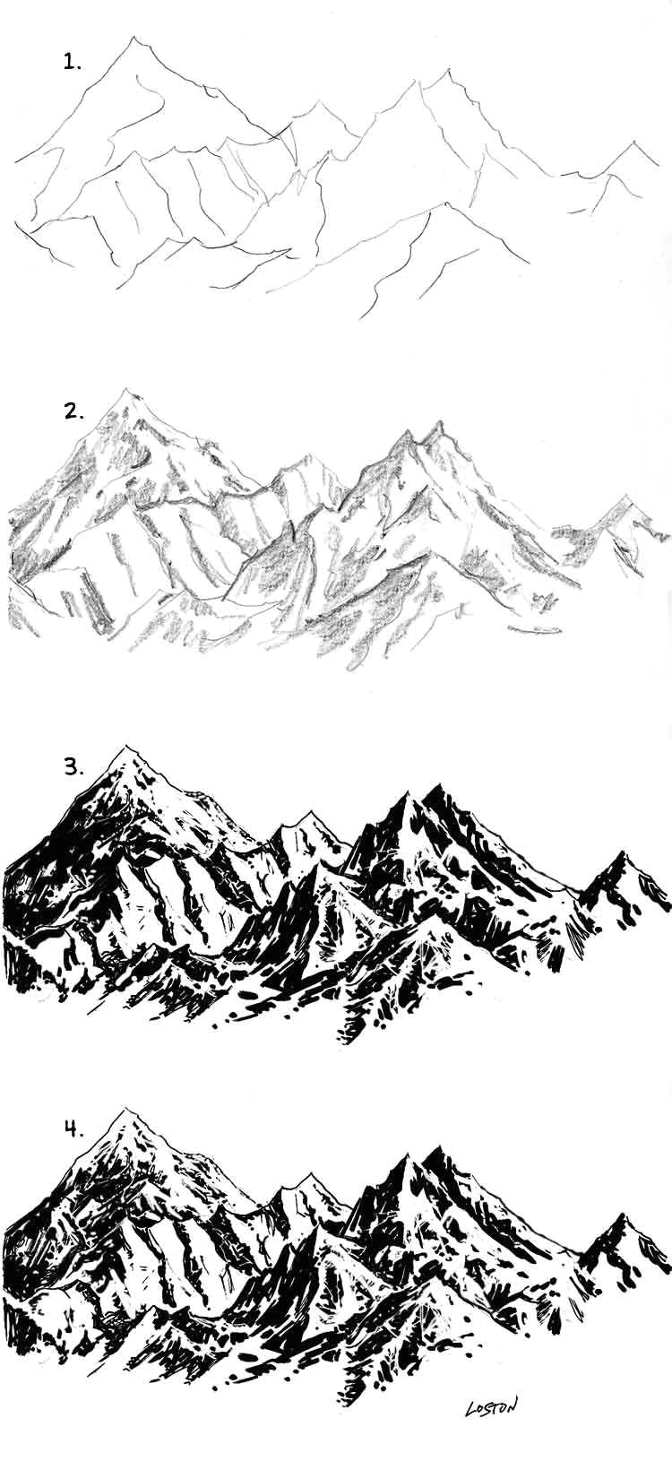 how to draw rocks step by step google search drawing landscapes pencil landscape drawing