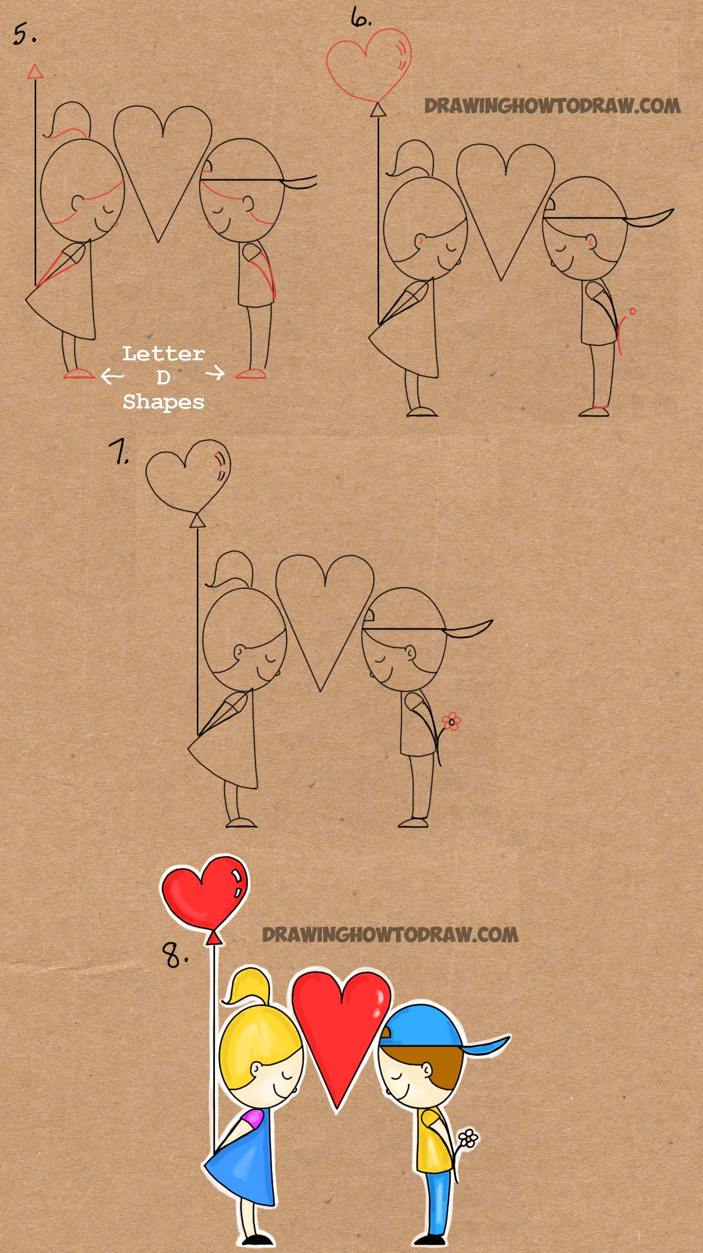 step by step drawing tutorial for drawing love word toon