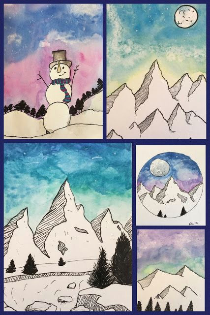 art room britt jen aranyi mountain scape mixed media illustrations