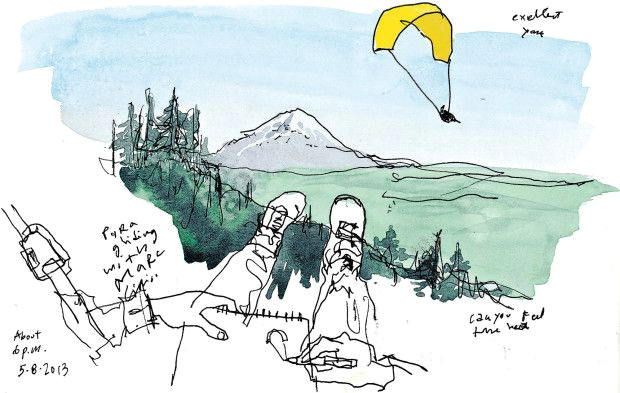 sketched in the air paragliding from tiger mountain