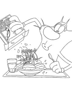 are oggy cockroaches breakfast coloring page online coloring pages coloring pages for kids printable