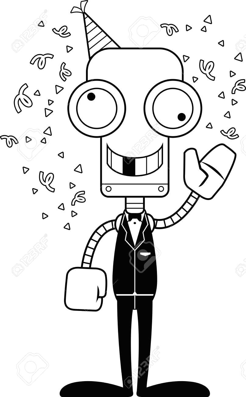 a cartoon party robot looking silly stock vector 44872165