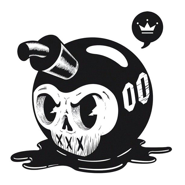 calacabomb mas skull art sticker