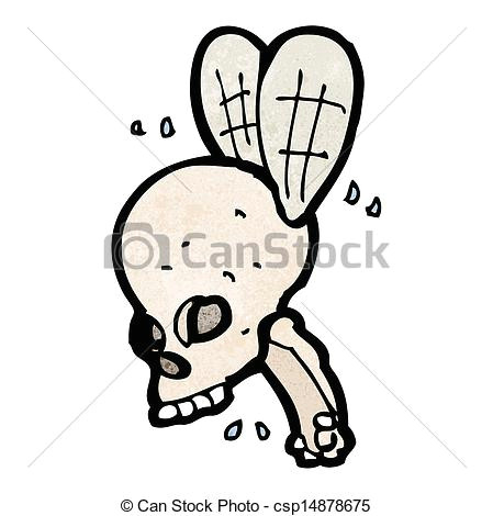 spooky skull fly cartoon csp14878675