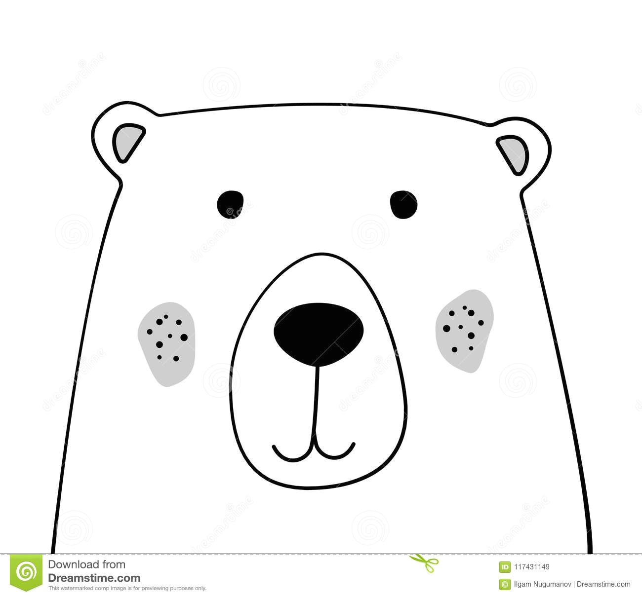 doodle sketch bear illustration cartoon teddy bear wild animal postcard poster