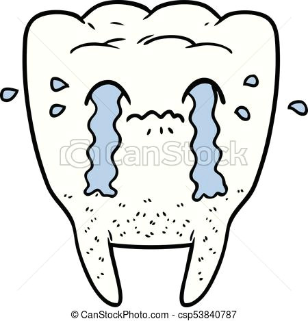 cartoon tooth crying csp53840787