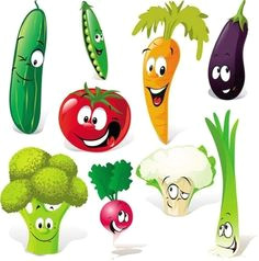 cute cartoon vegetables expression vector