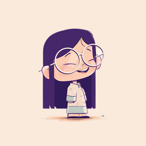 glasses cute digital painting illustration character design female character design cute character design drawing girl