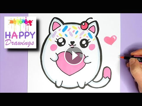 how to draw a kitten with a love heart easy and cute draw drawing