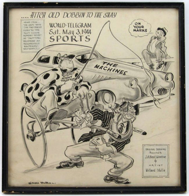 Drawing Cartoons Career Willard Mullin original Sports Drawing On Sports Cartoon