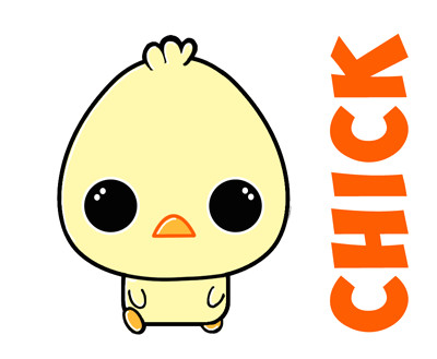 how to draw a cartoon chibi baby chick simple steps tutorial for kids