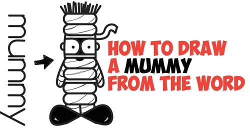 how to draw a cartoon mummy word toon cartoon easy step by step drawing tutorial for kids