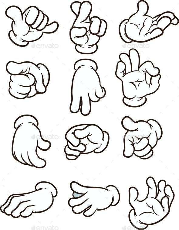 cartoon hands making different gestures vector clip art illustration each on a separate layer eps10 file included