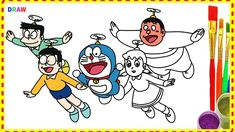 doraemon and friends drawing and coloring doraemon characters cartoon hindi