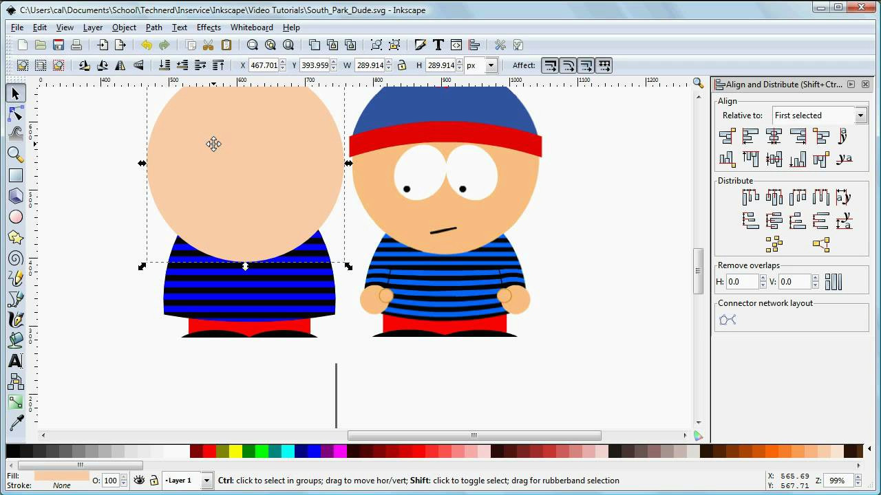 creating a southpark character using inkscape part 2