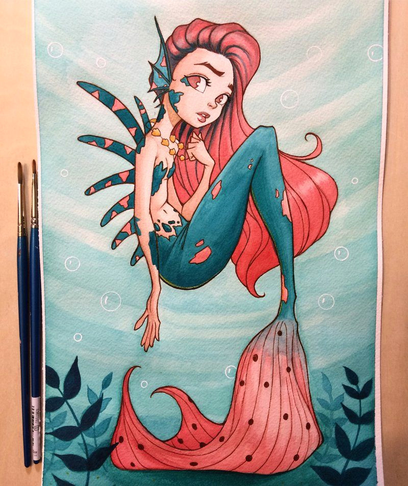 mermaid watercolor by chrissie zullo on deviantart