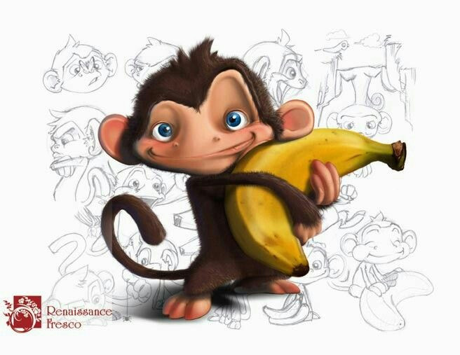 monkey with banna