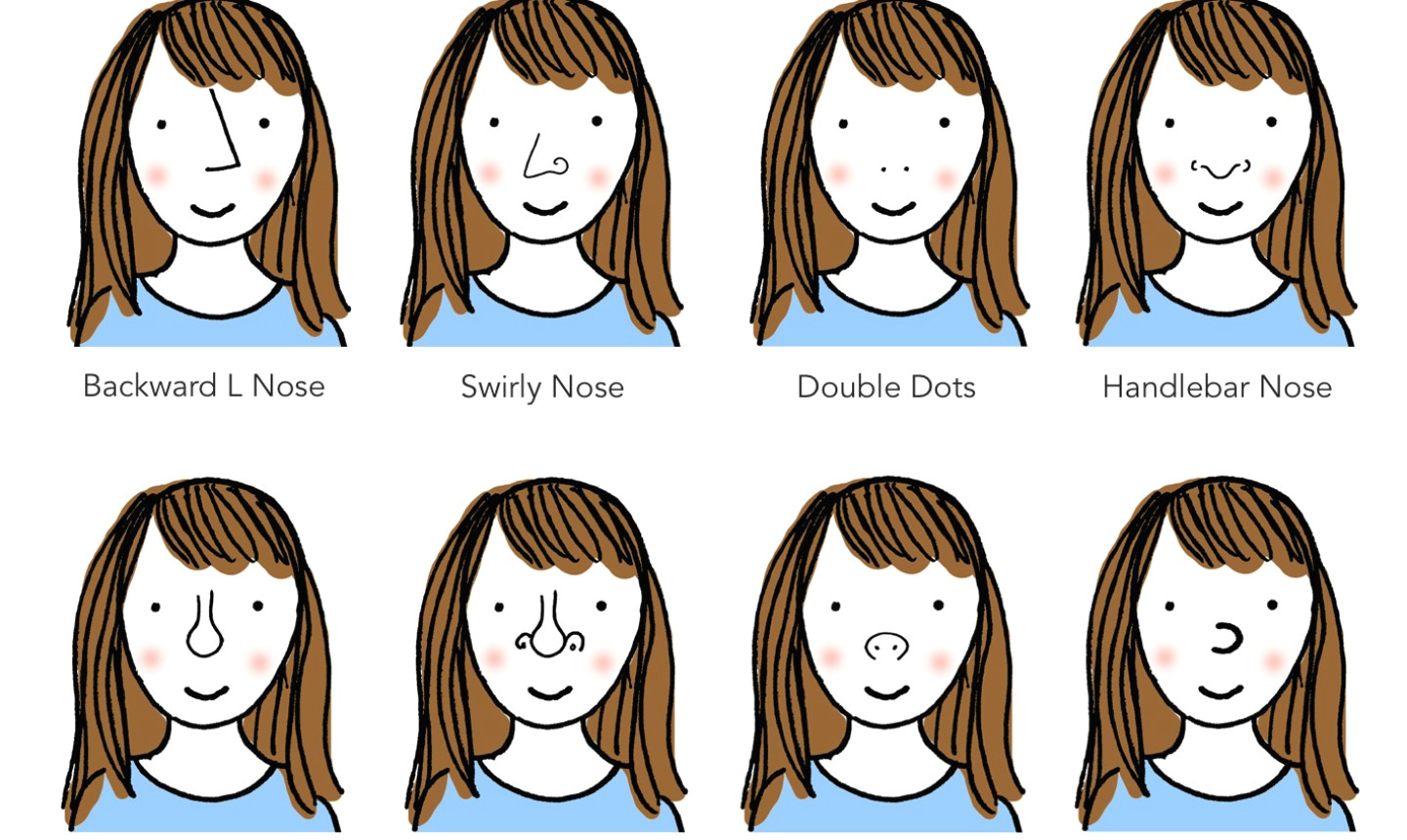 8 ways to draw cartoon noses