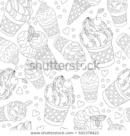 vector hand drawn cartoon ice cream illustration for adult coloring book freehand sketch for adult